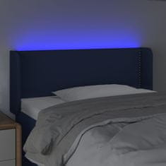 Vidaxl Čelo postele s LED modré 93x16x78/88 cm látka