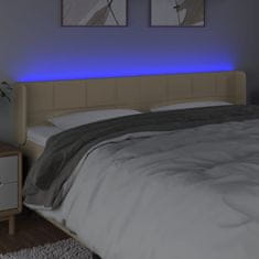 Vidaxl Čelo postele s LED krémové 163x16x78/88 cm látka