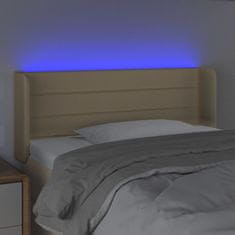 Vidaxl Čelo postele s LED krémové 93x16x78/88 cm látka