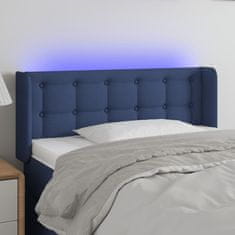 Vidaxl Čelo postele s LED modré 103x16x78/88 cm látka