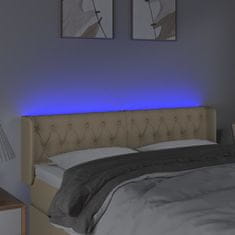 Vidaxl Čelo postele s LED krémové 163x16x78/88 cm látka