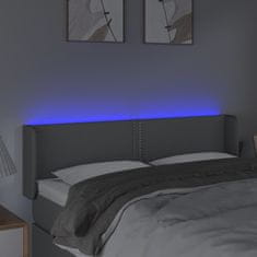 Vidaxl Čelo postele s LED bledosivé 147x16x78/88 cm látka