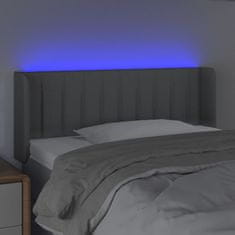 Vidaxl Čelo postele s LED bledosivé 93x16x78/88 cm látka