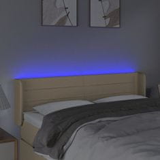 Vidaxl Čelo postele s LED krémové 147x16x78/88 cm látka