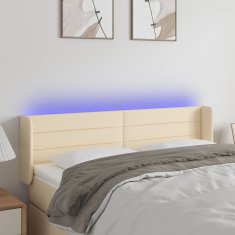 Vidaxl Čelo postele s LED krémové 147x16x78/88 cm látka