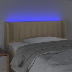 Vidaxl Čelo postele s LED krémové 103x16x78/88 cm látka