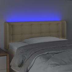 Vidaxl Čelo postele s LED krémové 83x16x78/88 cm látka