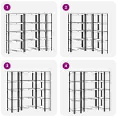 Vidaxl 3-dielna súprava 5-vrstvových políc Antracitová oceľ a drevo