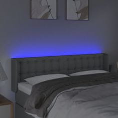 Vidaxl Čelo postele s LED bledosivé 147x16x78/88 cm látka