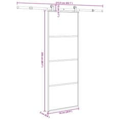 Vidaxl Posuvné dvere s kovaním 76x205 cm ESG sklo a hliník