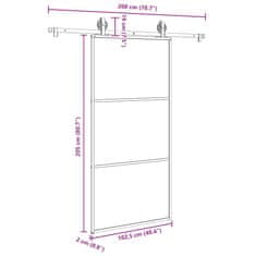 Vidaxl Posuvné dvere s kovaním 102x205 cm ESG sklo a hliník