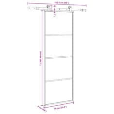 Vidaxl Posuvné dvere s kovaním 76x205 cm ESG sklo a hliník