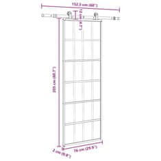 Vidaxl Posuvné dvere s kovaním 76x205 cm ESG sklo a hliník