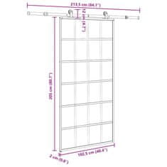 Vidaxl Posuvné dvere s kovaním 102x205 cm ESG sklo a hliník