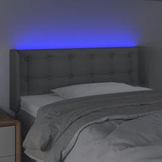 Vidaxl Čelo postele s LED bledosivé 93x16x78/88 cm látka