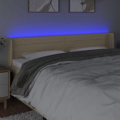 Vidaxl Čelo postele s LED krémové 183x16x78/88 cm látka