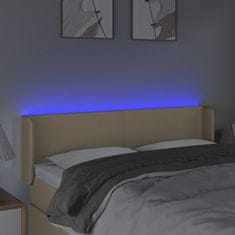 Vidaxl Čelo postele s LED krémové 147x16x78/88 cm látka