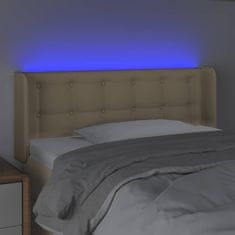 Vidaxl Čelo postele s LED krémové 103x16x78/88 cm látka