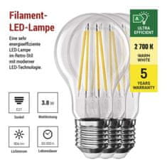 EMOS LED žiarovka Filament A60 A CLASS/ E27 / 3,8 W (60 W) / 806 lm / teplá biela