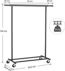 Songmics Stojan na oblečenie Doug čierny
