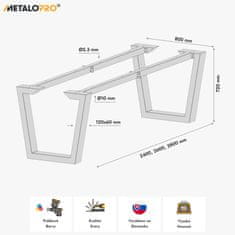 MetaloPro Atria Epox Extreme – Obdĺžnikové Kovové Nohy, Práškové Lakovanie, Priemyselný Robustný Dizajn - 240x80x72cm