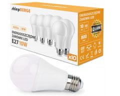 Berge 10x LED žiarovka - E27 - 10W - 800Lm - teplá biela