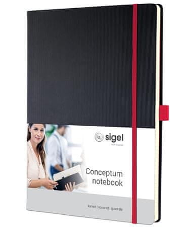 Sigel Exkluzívny zápisník "Conceptum Red Edition", čierno-červená, A4, štvorčekový, 97 listov, tvrdé dosky, CO660