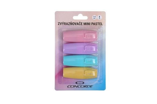 Concorde Sada zvýrazňovačov Mini Pastel - 4 ks blister