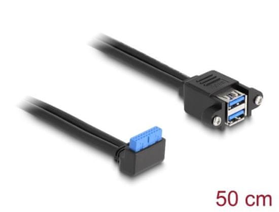 DELOCK Kábel USB 5 Gbps zo zásuvkového pinového konektora, na 2 x zásuvky rozhrania USB 5 Gbps Typ-A, na vstavanie, 50 cm