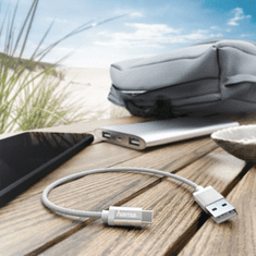 HAMA kábel USB-C 2.0 typ AC 0,2 m, opletený, biely