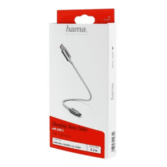 HAMA kábel USB-C 2.0 typ CC 0,2 m, opletený, biely