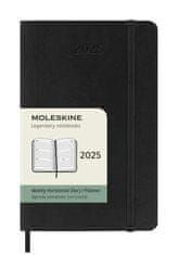 Moleskine Diár 2025 - mäkké dosky S, týždenný, horizontálny, čierny