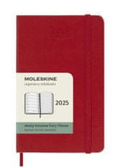 Moleskine Diár 2025 - tvrdé dosky S, týždenný, červený