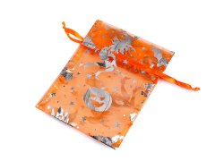 Darčekové vrecúško čarodejnice / Halloween 13x18 cm organza - oranžová (10 ks)