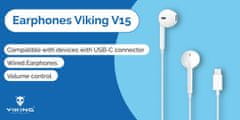 Slúchadlá Viking V15/USB-C/Drôt/Biela