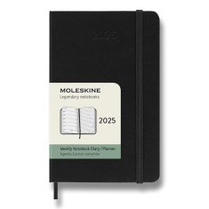 Moleskine Diár 2025 - tvrdé dosky S, týždenný, čierny