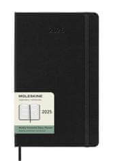 Moleskine Diár 2025 - tvrdé dosky L, týždenný, horizontálny, čierny