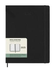 Moleskine Diár 2025 - tvrdé dosky XL, týždenný, čierny