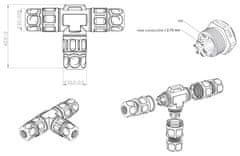 XtendLan T spojka, na drôty do priemeru 2,75mm, vodeodolná, inštalácia kabeláže 6mm až 10mm (priemer)