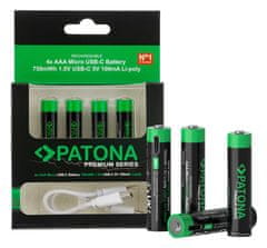 PATONA nabíjacia batéria AAA/LR03 Li-Pol 500mAh 1,5V s USB-C nabíjaním, 4ks v balení