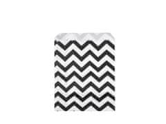 Papierové vrecko chevron 10x14 cm - bielo-čierna chevron (100 ks)