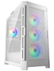 COUGAR PC skriňa DUOFÁCIA Pre RGB White Mid Tower TG & Airflow Front Panel 4 x ARGB Fans TG Left Panel