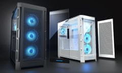 COUGAR PC skriňa DUOFÁCIA Pre RGB White Mid Tower TG & Airflow Front Panel 4 x ARGB Fans TG Left Panel