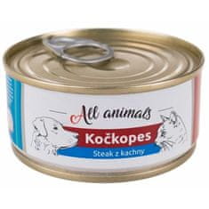 ALL ANIMALS Mačkopes konz. steak z kačice 100g