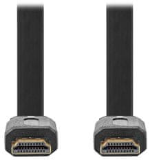 Nedis High Speed HDMI 2.0 kábel s ethernetom/ 4K@30Hz/ pozlátené konektory HDMI-HDMI/ plochý/ čierny/ bulk/ 2m