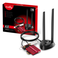 Cudy AX5400 Wi-Fi 6E PCI-Express sieťová karta, Tri-Band, ext. anténa so stojanom (WE4000)