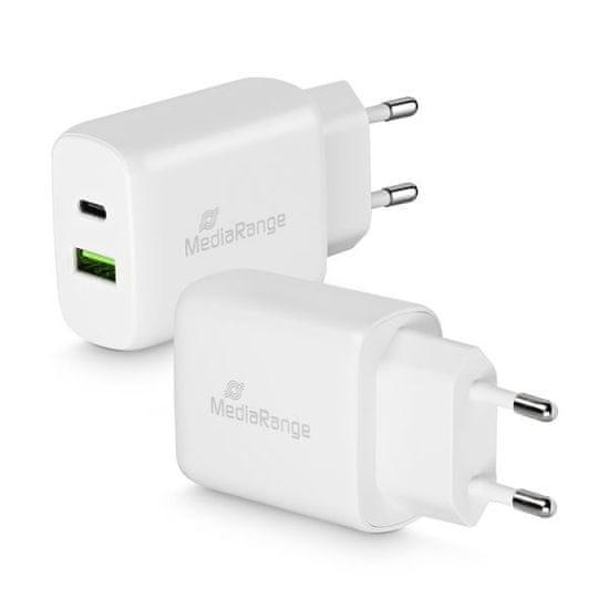 MediaRange Nab.adaptér -2 USB v.,USB-A,USB-C,biely