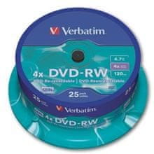 VERBATIM DVD-RW, cake box 25 ks