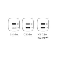 CubeNest S2D1 GaN Adaptér 35W čierna (2× USB-C až 35 W), PD, prepäťová a podpäťová ochrana, s technológiou GaN, pre iPhone