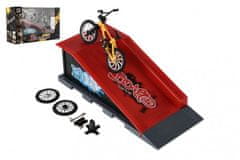 Teddies Skatepark - bicykel prstový skrutkovací s rampou plast 10cm s doplnkami 3 farby